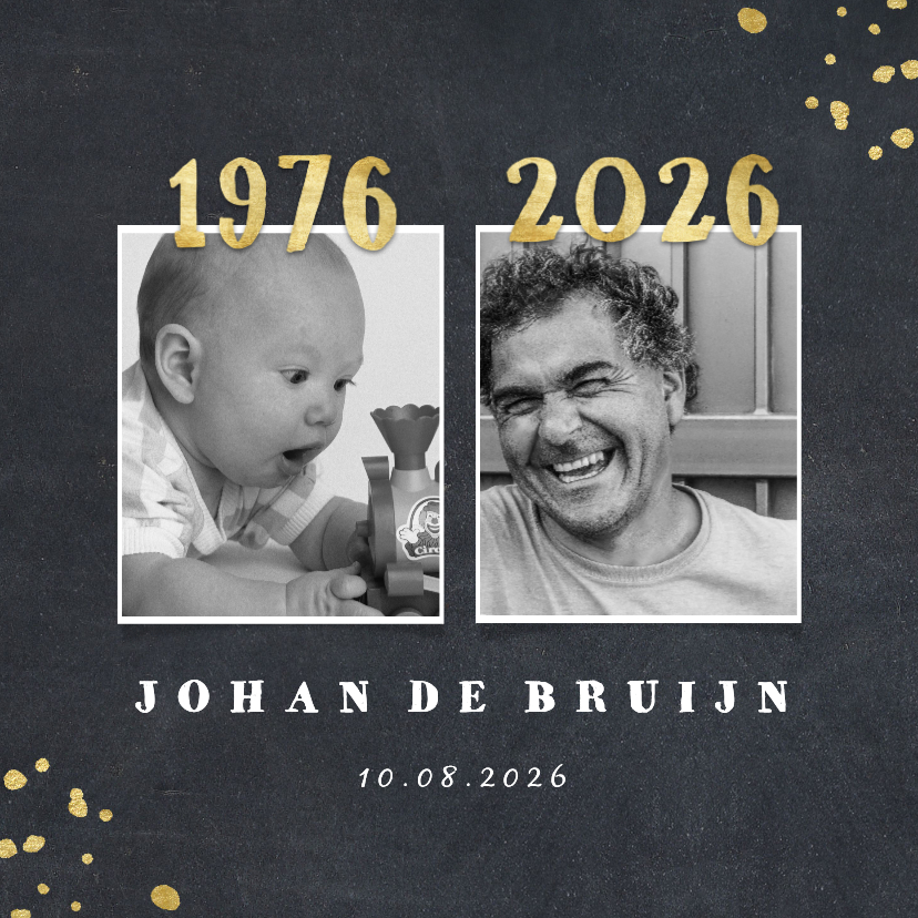 Uitnodigingen - Uitnodiging 1976 met foto's en gouden spetters