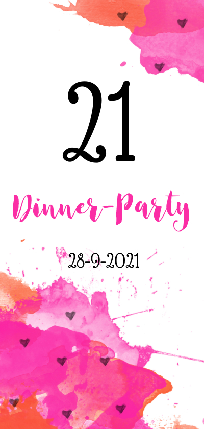Uitnodiging 21 dinner aquarel - Uitnodigingen Uitnodigingen - Uitnodiging 21 dinner aquarel