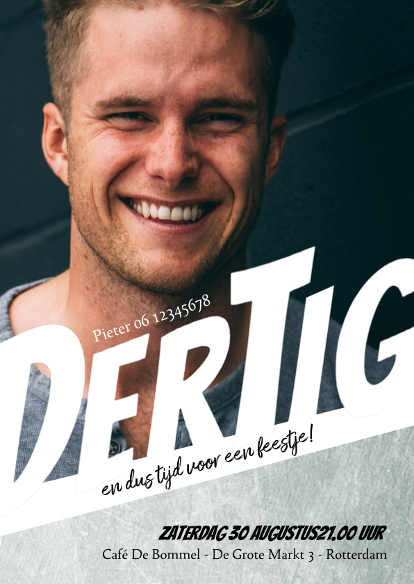 Uitnodigingen - Uitnodiging 30ste verjaardag met foto en speelse typografie