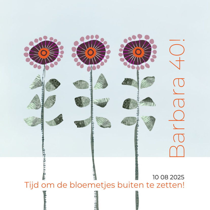 Uitnodigingen - Uitnodiging 40 eenvoudig, met illustratie bloemen