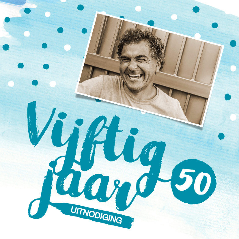 Uitnodiging 50 jaar met foto - Uitnodigingen Uitnodigingen - Uitnodiging 50 jaar met foto