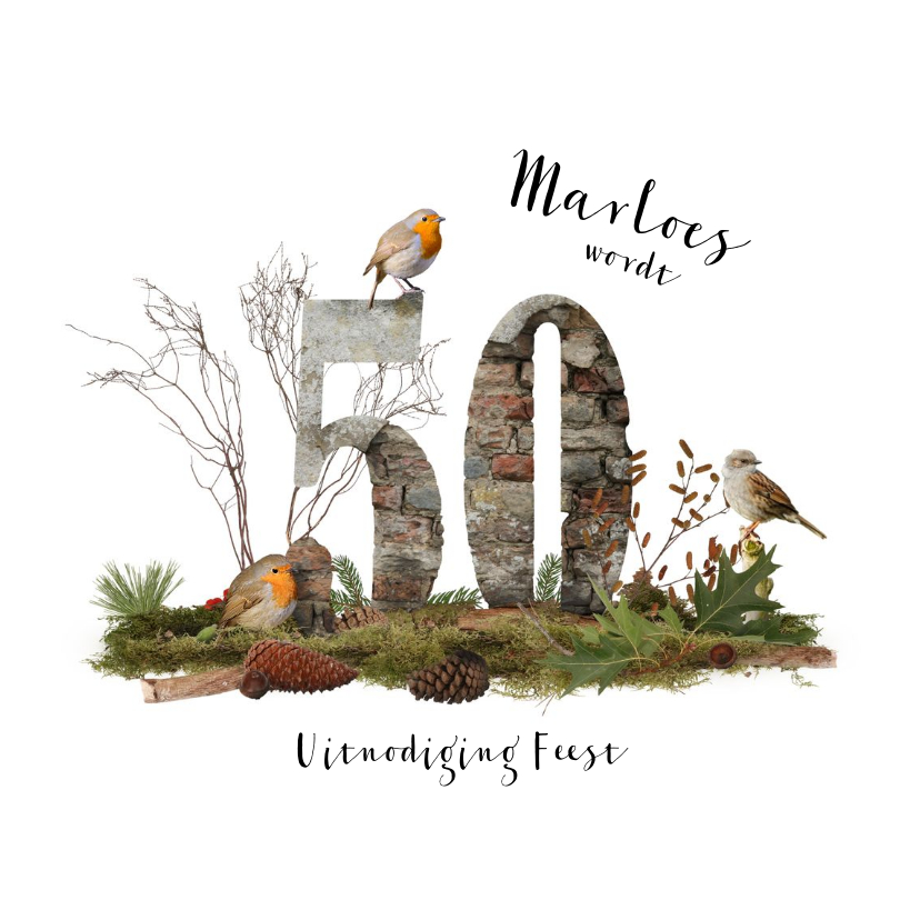 Uitnodiging 50 jaar natuur herfst bos - Uitnodigingen Uitnodigingen - Uitnodiging 50 jaar natuur herfst bos