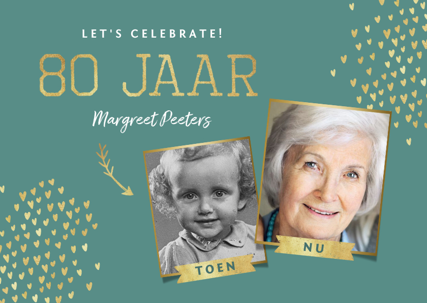 Uitnodiging 80 jaar stijlvol goud toen en nu - Uitnodigingen Uitnodigingen - Uitnodiging 80 jaar stijlvol goud toen en nu