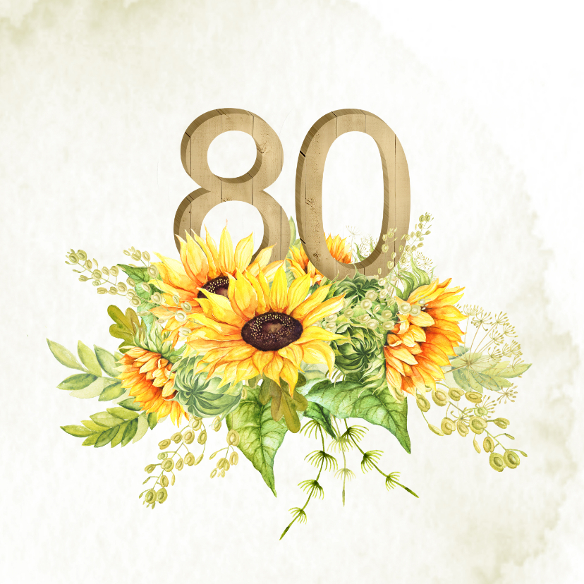 Uitnodigingen - Uitnodiging 80 jaar zonnebloemen
