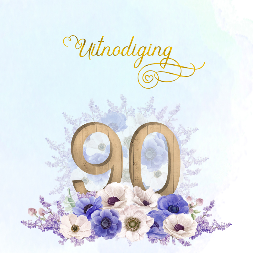 Uitnodigingen - Uitnodiging 90 jaar anemonen