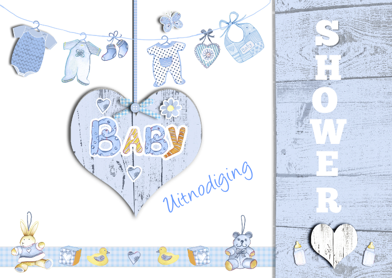 uitnodiging babyshower jongen hart - Uitnodigingen Uitnodigingen - uitnodiging babyshower jongen hart
