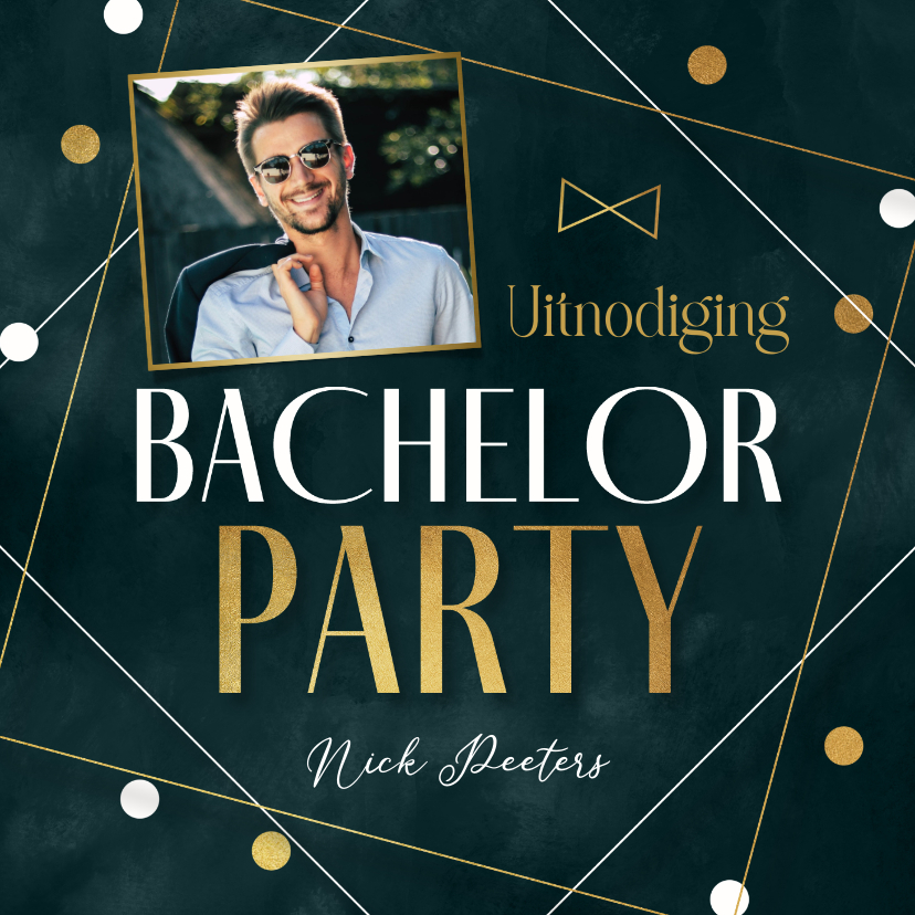 Uitnodigingen - Uitnodiging bachelor party stijlvol grafisch confetti foto