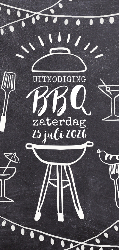Uitnodiging barbecue feest krijtbord lichtjes - Uitnodigingen Uitnodigingen - Uitnodiging barbecue feest krijtbord lichtjes