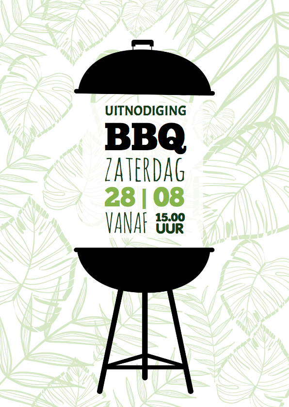 Uitnodiging BBQ Botanisch - Uitnodigingen Uitnodigingen - Uitnodiging BBQ Botanisch