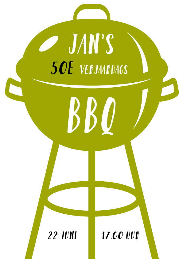 Uitnodiging BBQ kleur aanpasbaar - Uitnodigingen Uitnodigingen - Uitnodiging BBQ kleur aanpasbaar