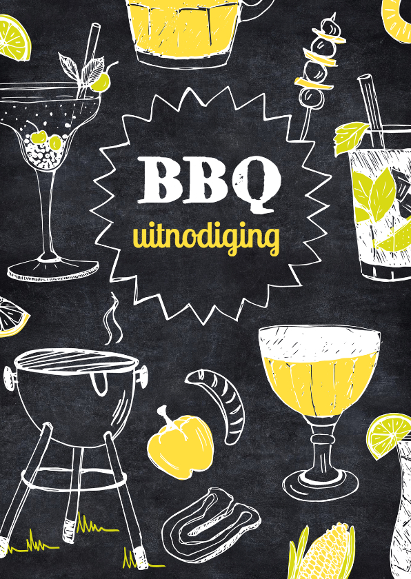 Uitnodiging BBQ tekeningen - Uitnodigingen Uitnodigingen - Uitnodiging BBQ tekeningen