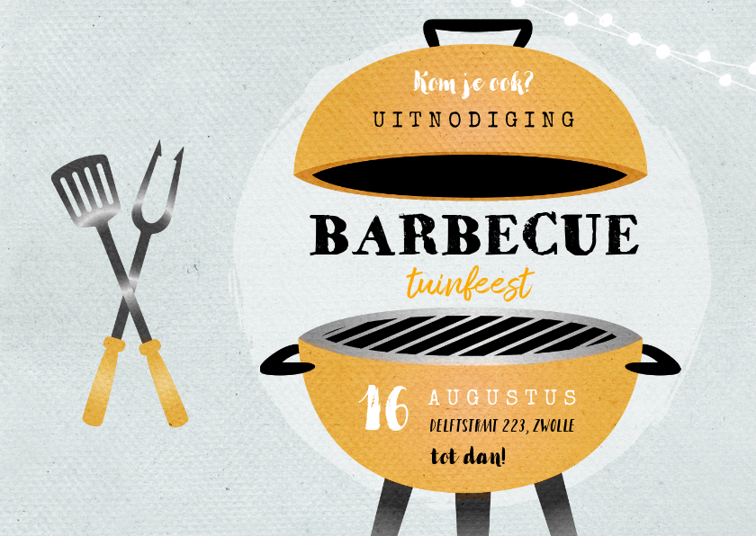 Ongekend Uitnodiging bbq tuinfeest barbecue grill | Kaartje2go FB-09