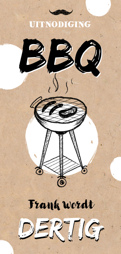Uitnodiging BBQ Tuinfeest kraft look met illustratie - Uitnodigingen Uitnodigingen - Uitnodiging BBQ Tuinfeest kraft look met illustratie