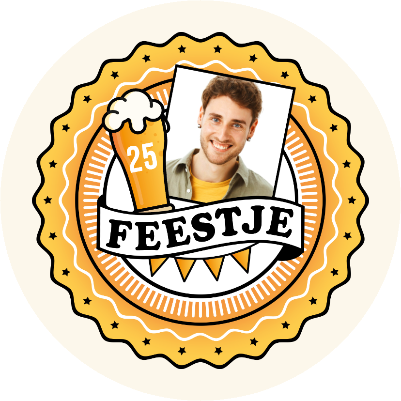 Uitnodigingen - Uitnodiging bierviltje ronde kaart feestje foto stoer hip