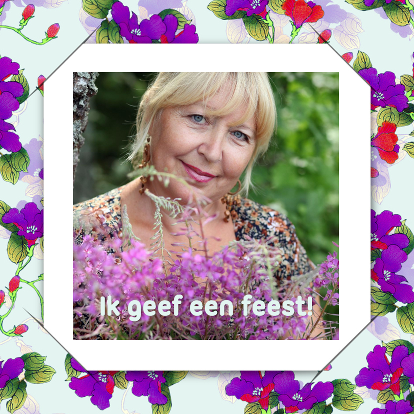 Uitnodiging bloemen en foto RB - Uitnodigingen Uitnodigingen - Uitnodiging bloemen en foto RB
