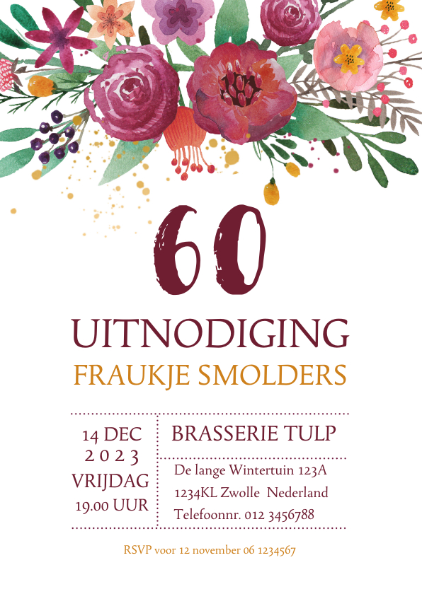Uitnodigingen - Uitnodiging bloemen waterverf 