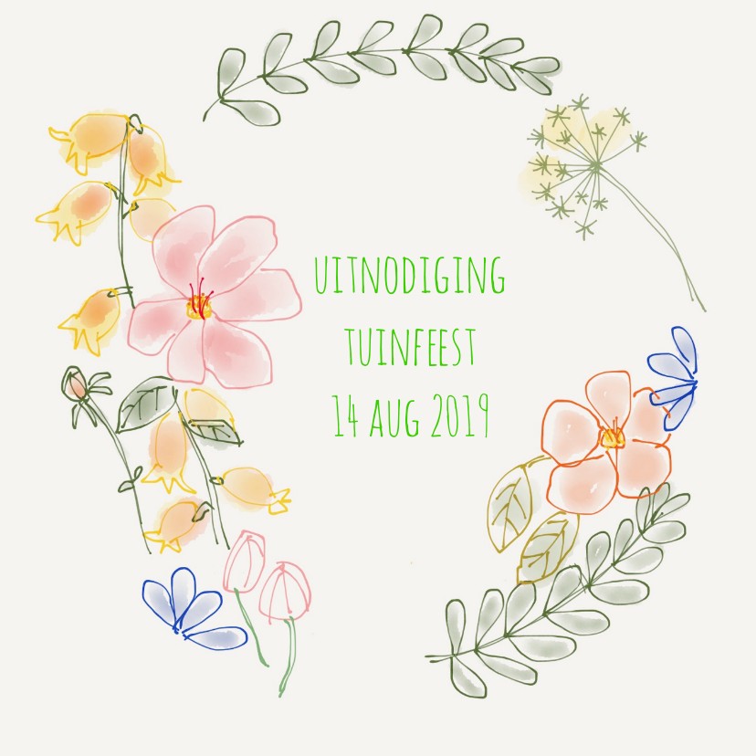 Uitnodiging Bloemenkrans - Uitnodigingen Uitnodigingen - Uitnodiging Bloemenkrans