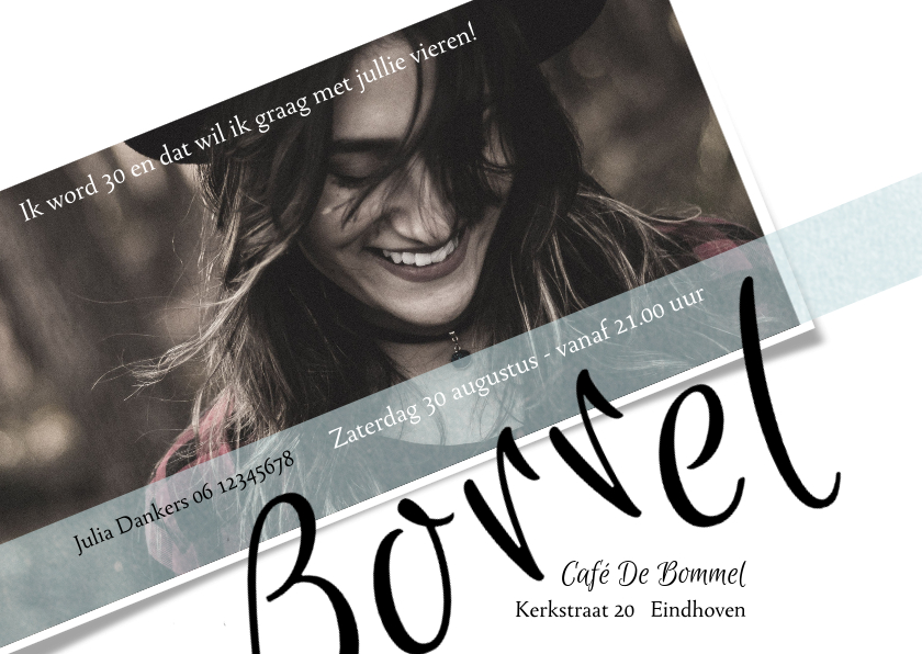 Uitnodiging borrel 30ste verjaardag, leuke typografie - Uitnodigingen Uitnodigingen - Uitnodiging borrel 30ste verjaardag, leuke typografie