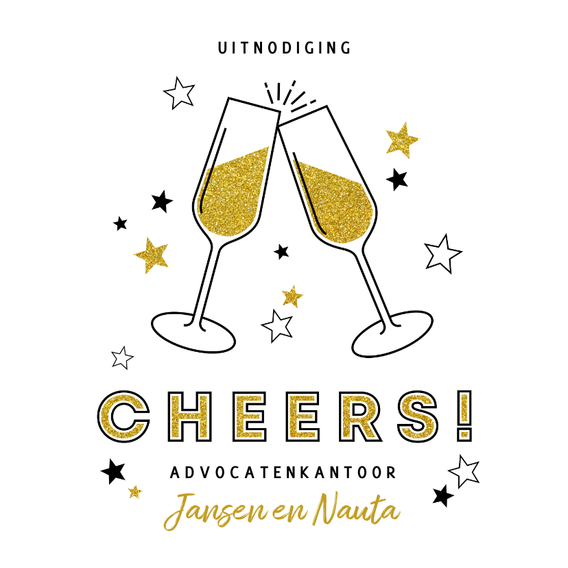 Uitnodigingen - Uitnodiging borrel champagne en sterren