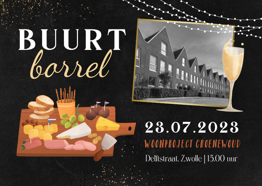 Uitnodigingen - Uitnodiging buurt borrel woonproject straatfeest foto