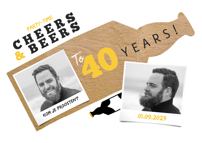 Uitnodigingen - Uitnodiging Cheers & Beers to years met foto's