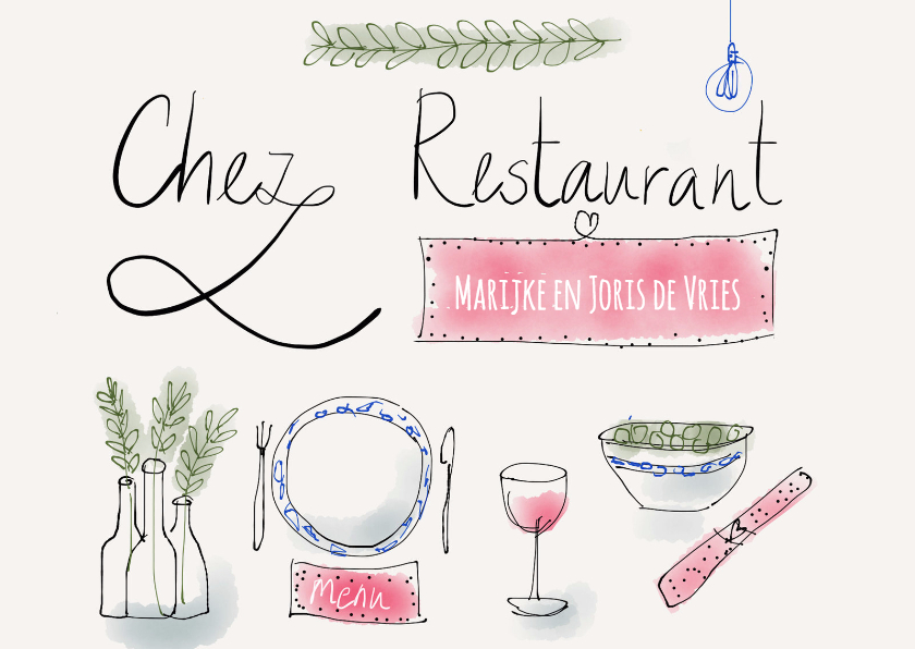 Uitnodiging Chez Restaurant - Uitnodigingen Uitnodigingen - Uitnodiging Chez Restaurant