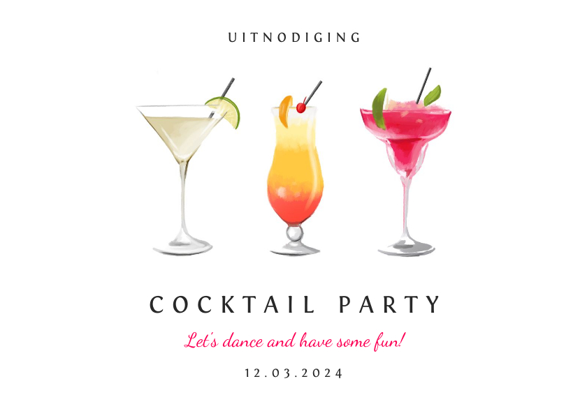 Uitnodigingen - Uitnodiging cocktail party voor iedere gelegenheid