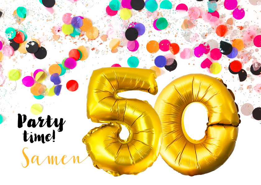 Uitnodiging confetti 50 jaar - Uitnodigingen Uitnodigingen - Uitnodiging confetti 50 jaar