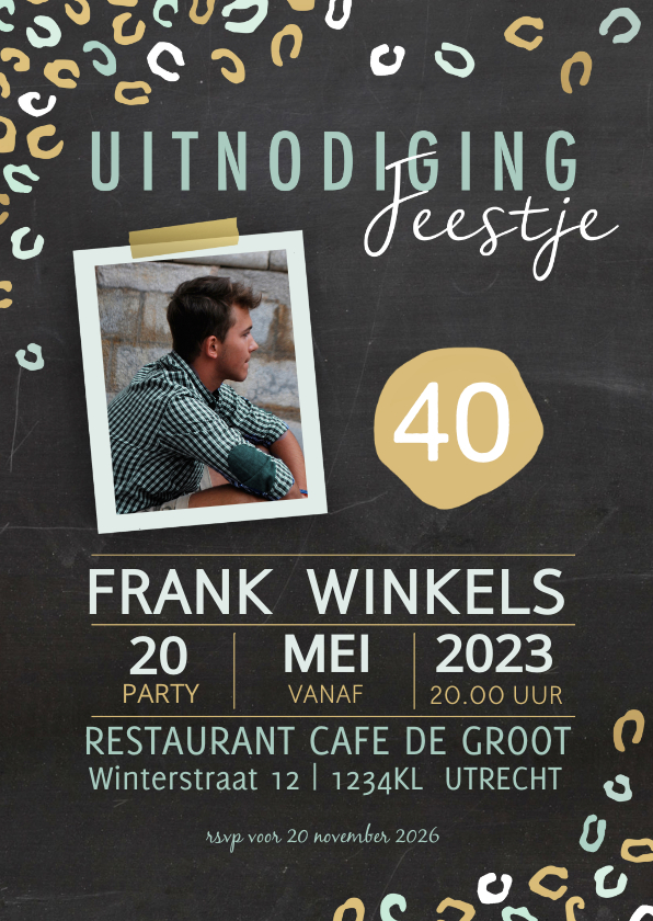 Uitnodiging dierenprint - Uitnodigingen Uitnodigingen - Uitnodiging dierenprint