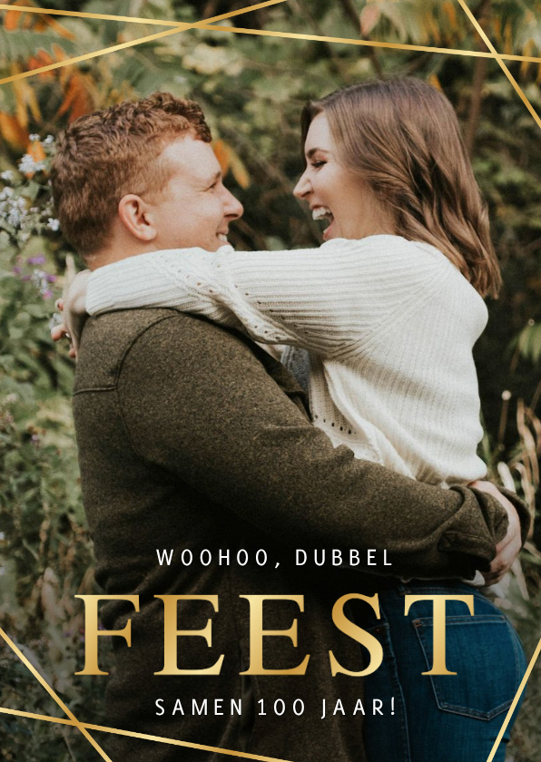 Uitnodiging dubbel feestje met grote eigen foto en foliedruk - Uitnodigingen Uitnodigingen - Uitnodiging dubbel feestje met grote eigen foto en foliedruk