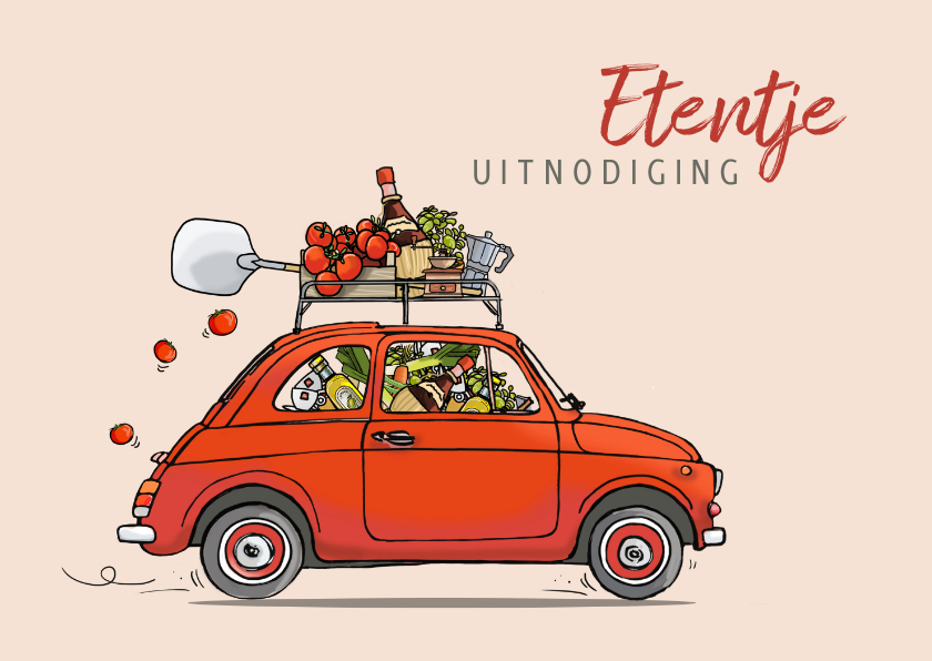 Uitnodigingen - Uitnodiging eten Fiat500