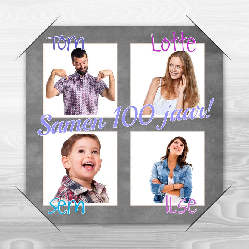 Uitnodiging familie 4x foto a RB - Uitnodigingen Uitnodigingen - Uitnodiging familie 4x foto a RB