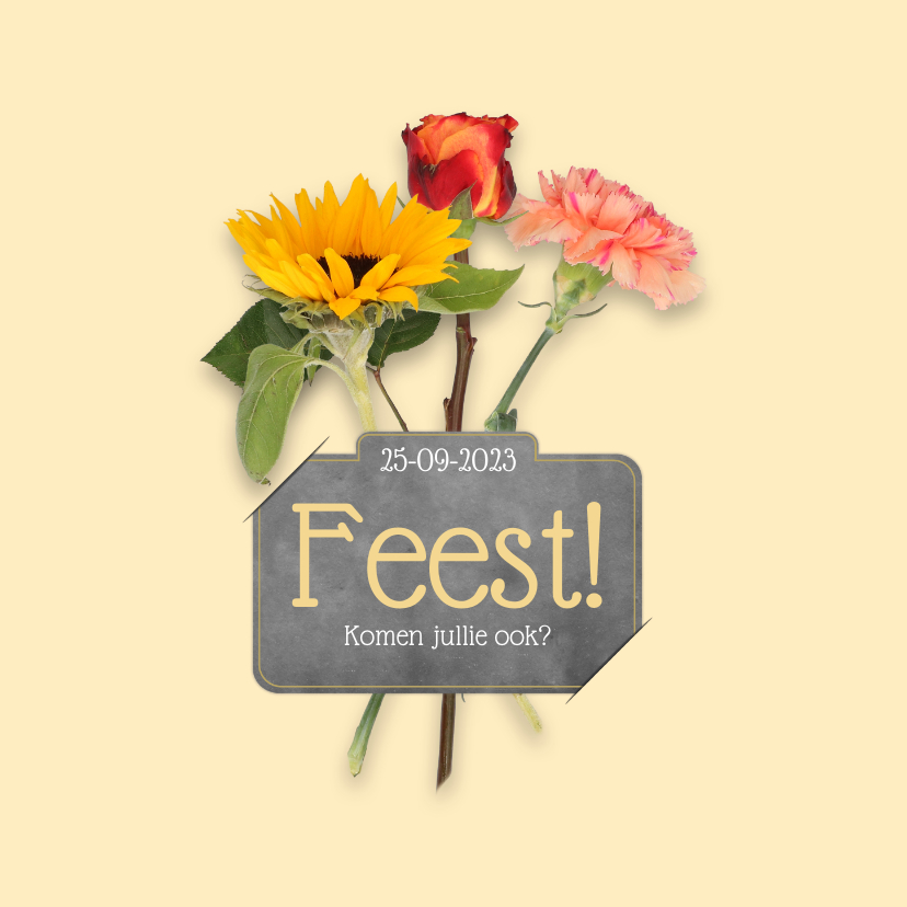 Uitnodiging feest bloemen RB - Uitnodigingen Uitnodigingen - Uitnodiging feest bloemen RB