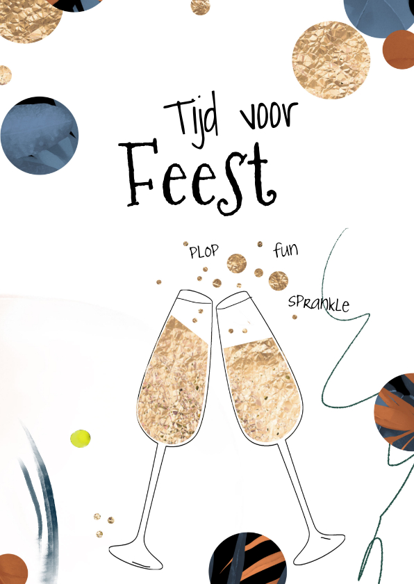 Uitnodiging feest confetti champagne glazen - Uitnodigingen Uitnodigingen - Uitnodiging feest confetti champagne glazen