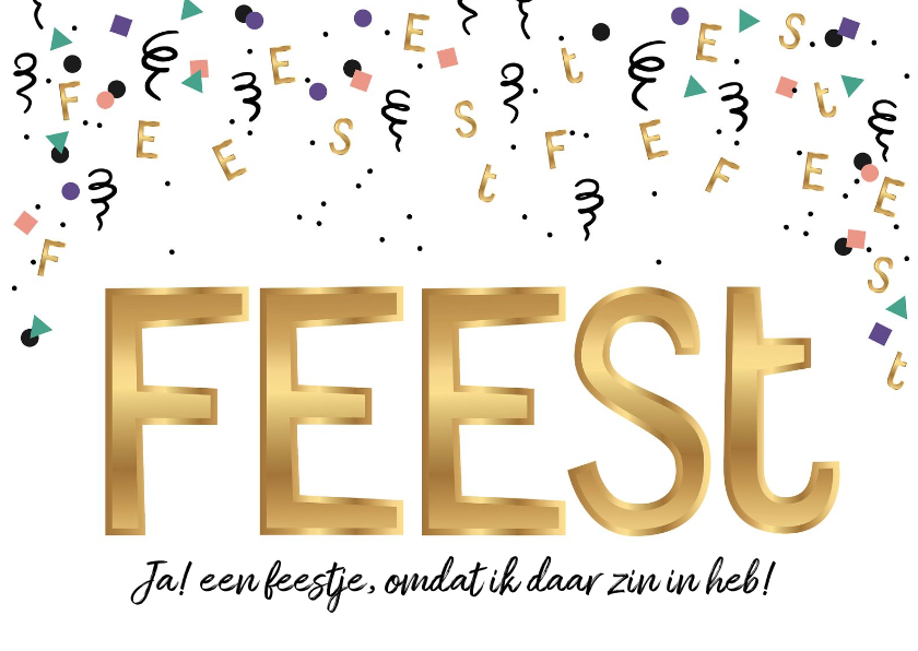 Uitnodigingen - Uitnodiging feest in goud