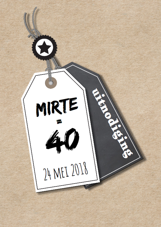 Uitnodiging feest - kraft met label - Uitnodigingen Uitnodigingen - Uitnodiging feest - kraft met label