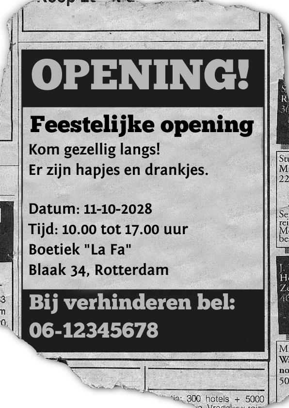 Uitnodiging - feestelijke opening advertentie - Uitnodigingen Uitnodigingen - Uitnodiging - feestelijke opening advertentie