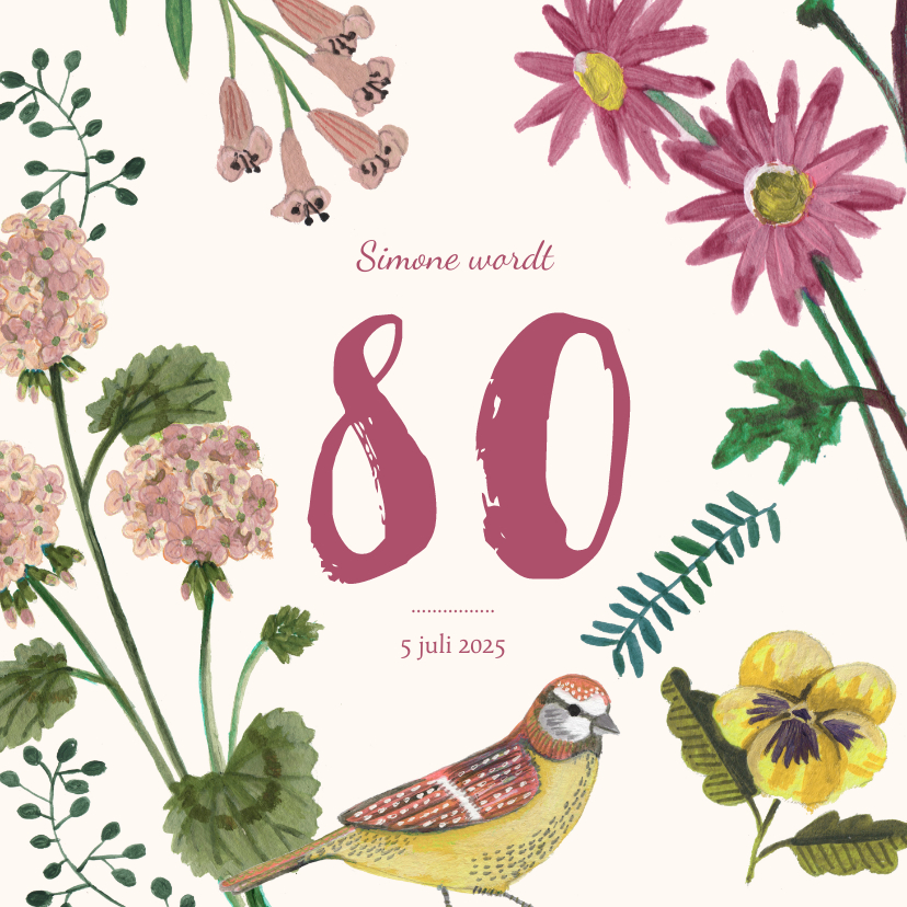 Uitnodiging Feestje 80 Bloemen Botanisch - Uitnodigingen Uitnodigingen - Uitnodiging Feestje 80 Bloemen Botanisch