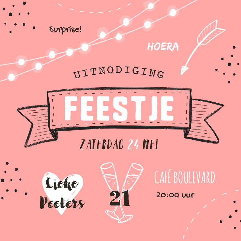Uitnodiging feestje doodle illustraties - Uitnodigingen Uitnodigingen - Uitnodiging feestje doodle illustraties