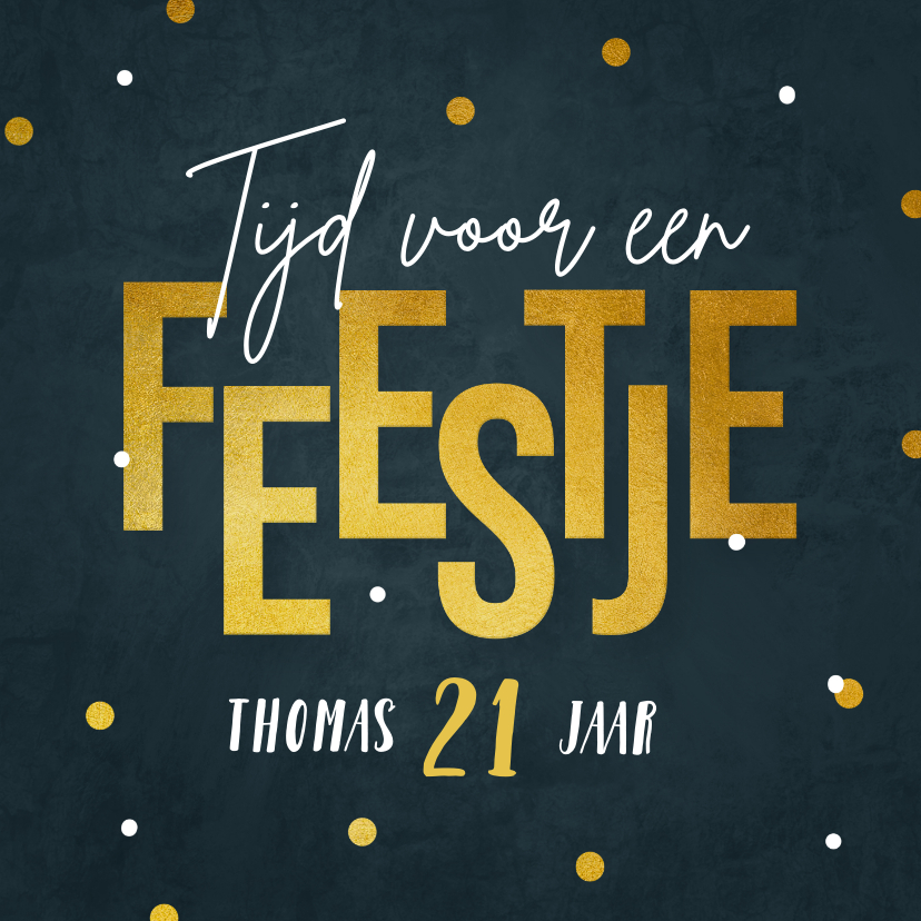 Uitnodigingen - Uitnodiging feestje goud verjaardag typografisch