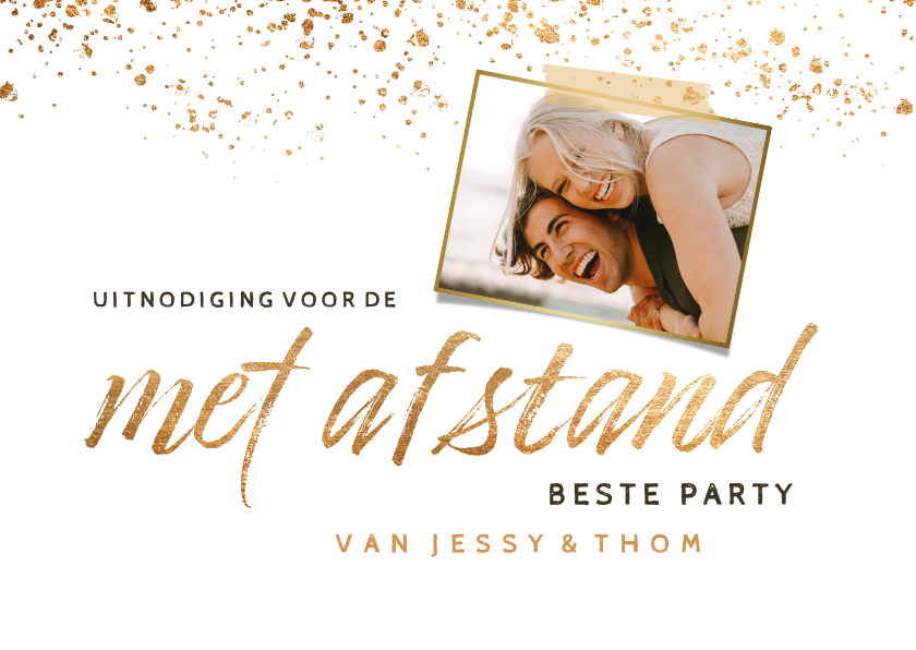 Uitnodigingen - Uitnodiging feestje 'Met afstand beste party' foto