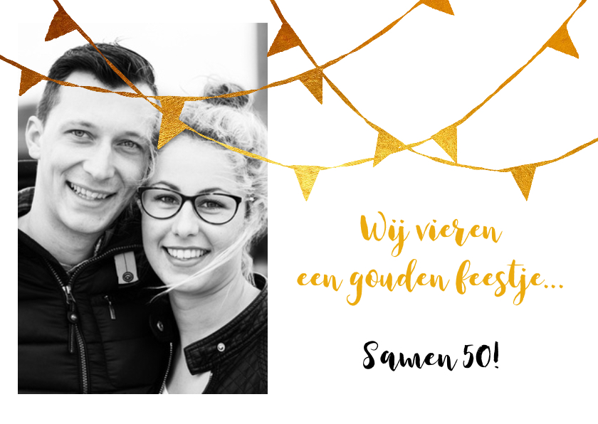 Uitnodiging feestje slingers goud - Uitnodigingen Uitnodigingen - Uitnodiging feestje slingers goud