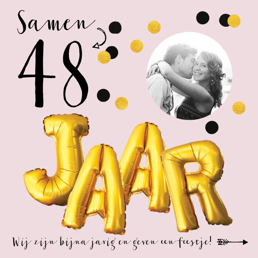 Uitnodiging feestje verjaardag samen leeftijd goud - Uitnodigingen Uitnodigingen - Uitnodiging feestje verjaardag samen leeftijd goud