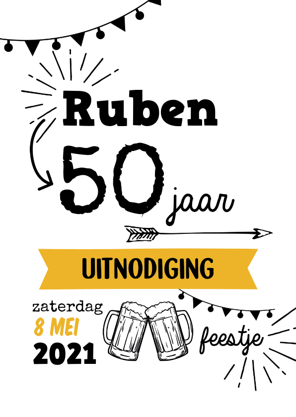 Uitnodiging feestje zwart wit - Uitnodigingen Uitnodigingen - Uitnodiging feestje zwart wit