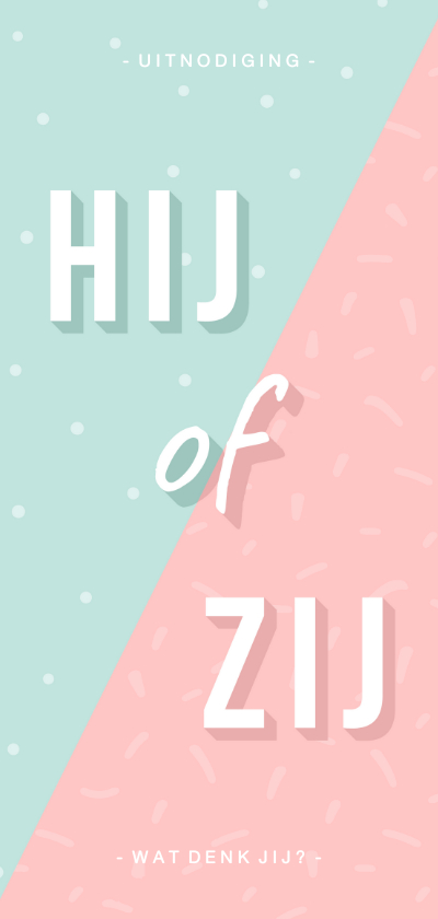 Uitnodiging gender reveal hij of zij met confetti - Uitnodigingen Uitnodigingen - Uitnodiging gender reveal hij of zij met confetti