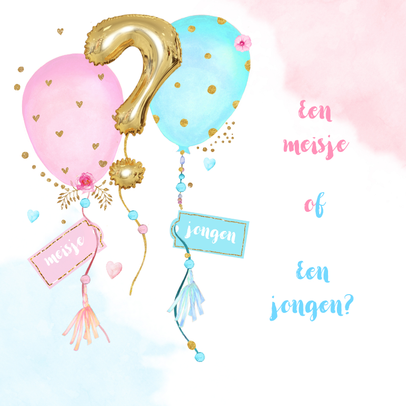 Uitnodiging gender reveal party balonnen - Uitnodigingen Uitnodigingen - Uitnodiging gender reveal party balonnen