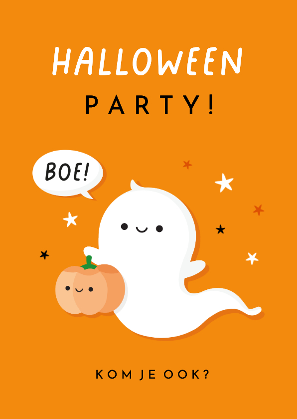Uitnodigingen - Uitnodiging Halloween party met lief spookje