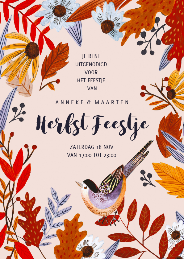 Uitnodigingen - Uitnodiging herfstbladeren feestje