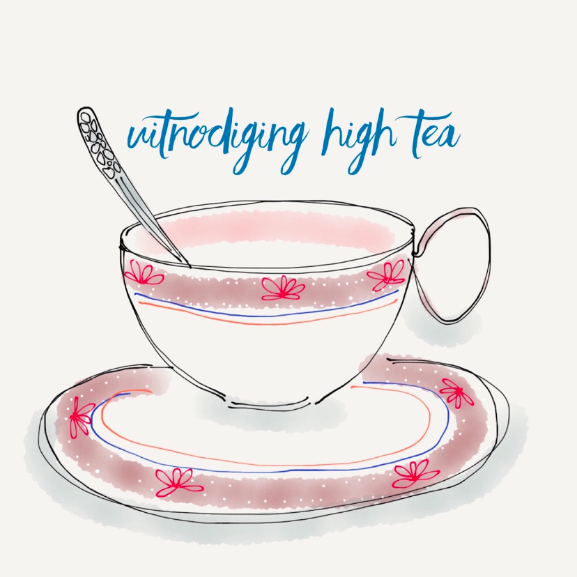 Uitnodiging High Tea kopje - Uitnodigingen Uitnodigingen - Uitnodiging High Tea kopje