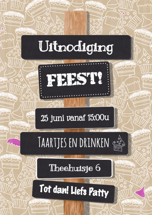 uitnodiging hip cupcake borden - Uitnodigingen Uitnodigingen - uitnodiging hip cupcake borden